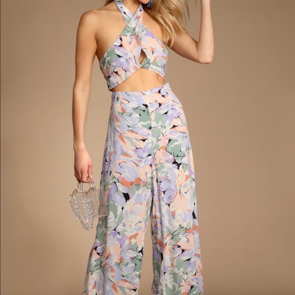 Beautiful floral print two piece outfit